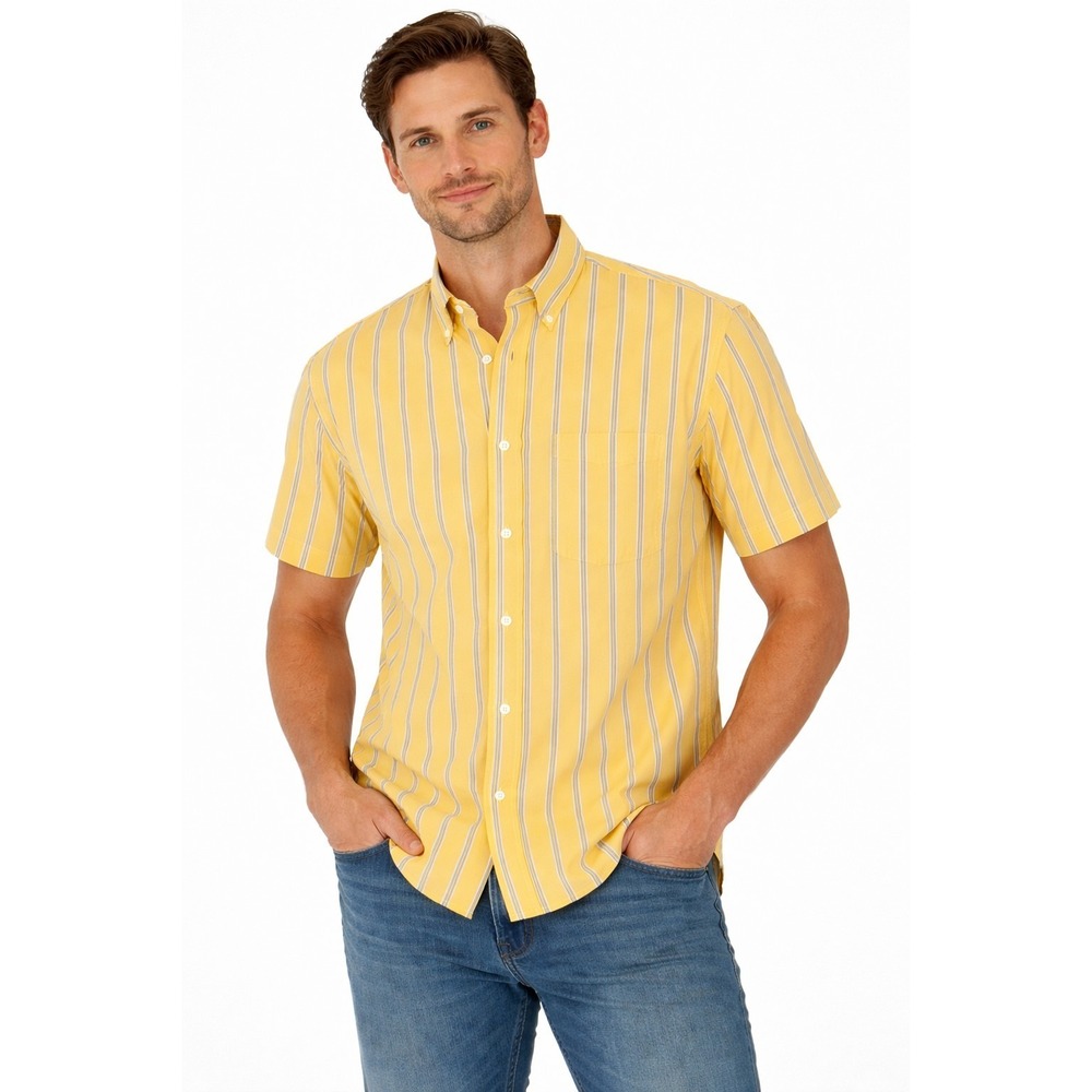 Abercrombie Fitch Muscle Short Sleeve Button Up Size Large Preppy 90's